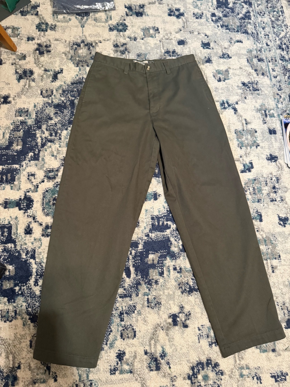 Men’s Authentic Laundered Khakis size 34 x 32 - olive color-flat front-very soft